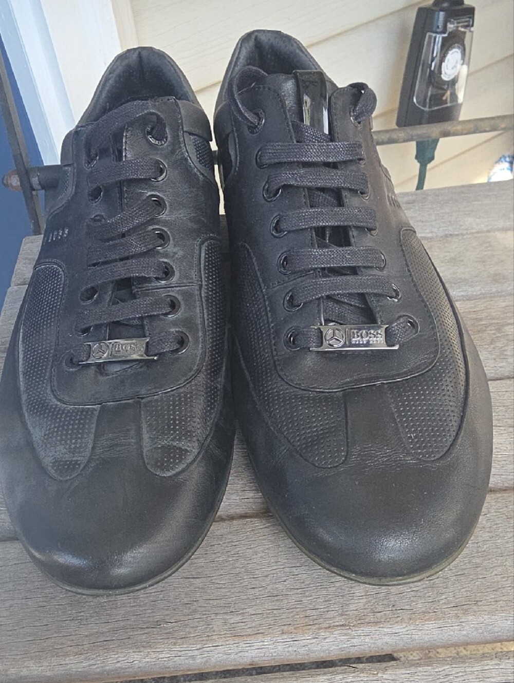 Hugo Boss Mercedes Men's Black Formula 1 F1 Leather Sneakers - Size 43 (US - 10) - Picture 3 of 14
